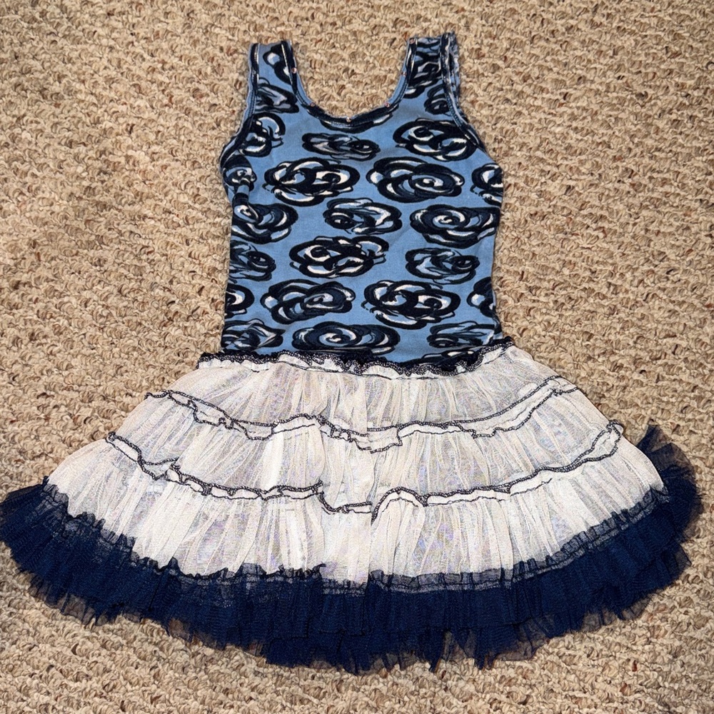 Ooh! La, La! Couture kids Blue and White Dress - size 4